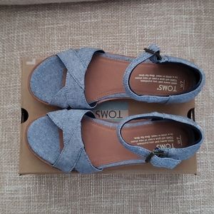 Toms Harper Blue Slub Chambray Sandal